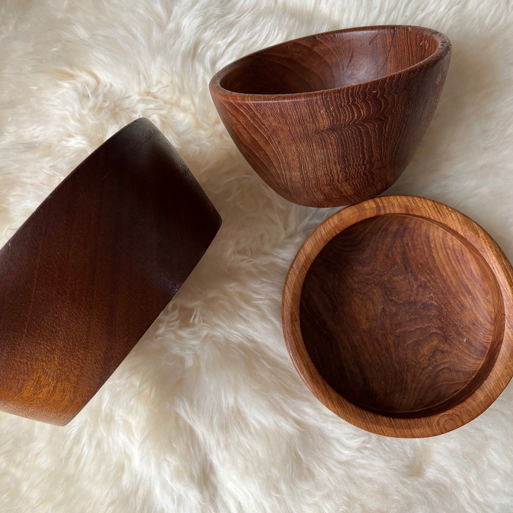 MCM Teak Wooden Bowls (3) - Picture 3 of 7